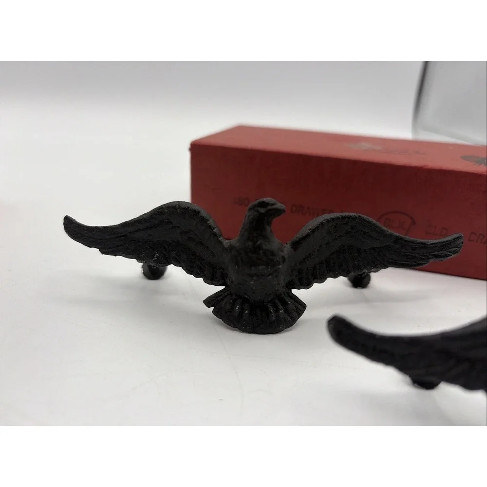 Antique Dresser Drawer Pulls Eagle Cabinet Handles Vintage Hardware 2 Black Set